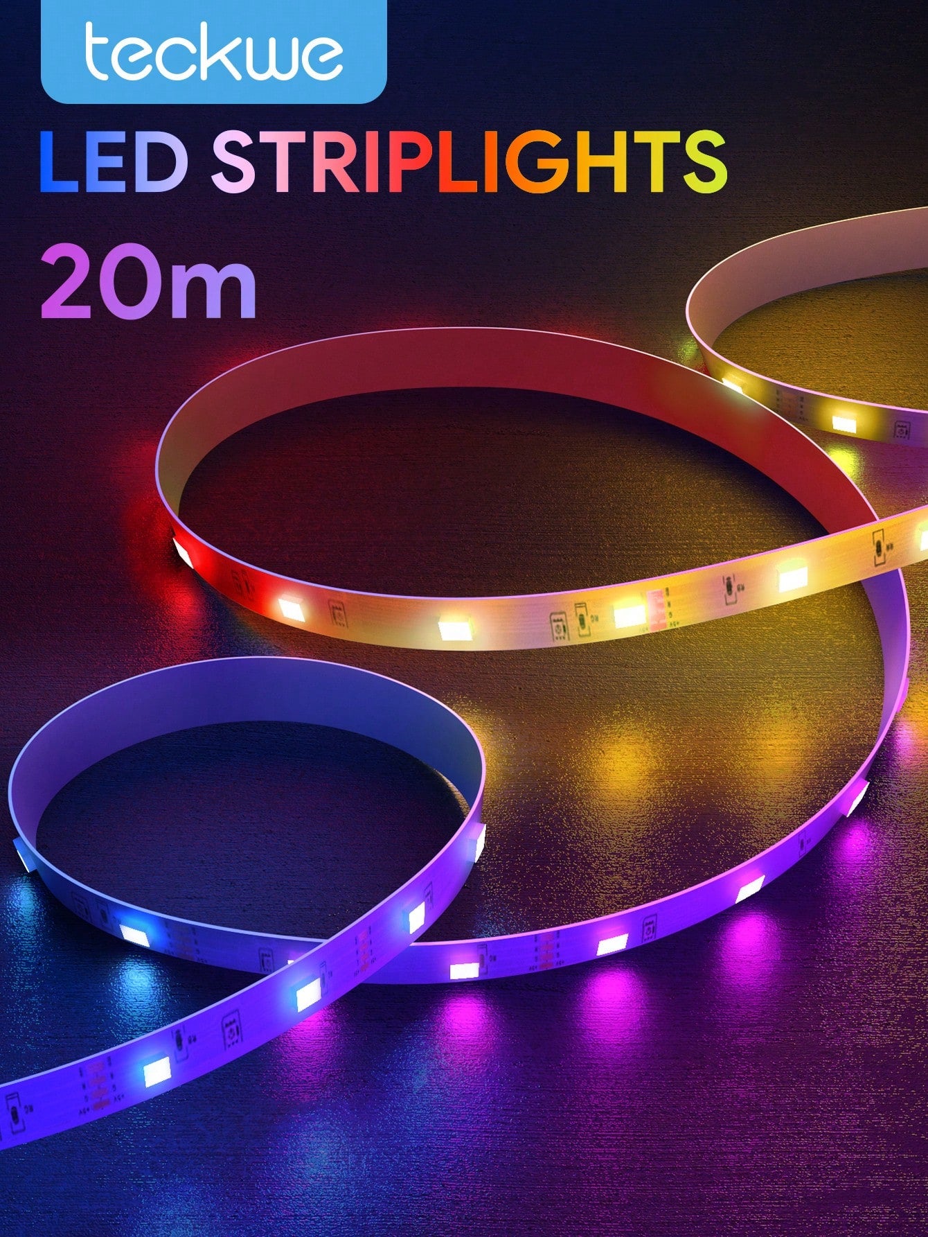 Teckwe LED Strip Lights,RGB LED Strip Lights With 24-Key Remote Control For Home Decoration,Party Atmosphere Light,Easy To Install,Celebration Atmosphere Light,Living Room & Bedroom Atmosphere Light 10m/33ft Christmas Gifts,Must-Haves For Autumn And Winte