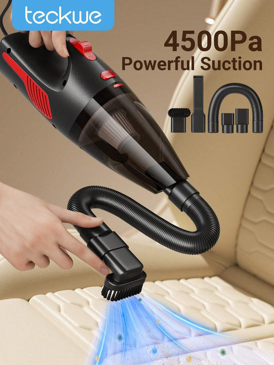 Teckwe Portable Car Vacuum Cleaner,Car Handheld Vacuum,Wet&Dry,Multiple Filtration,Long-Lasting Suction For Car Clean